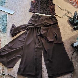 COPY - Formal Burgundy Burnt Velvet Floral Pantsuit